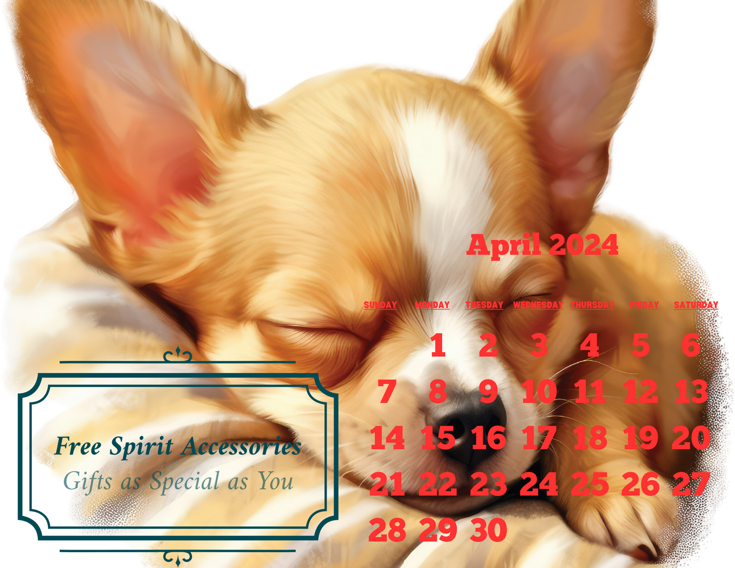 Digital Sleeping Dogs 2024 Calendar by Free Spirit Accessories sold by Free Spirit Accessories