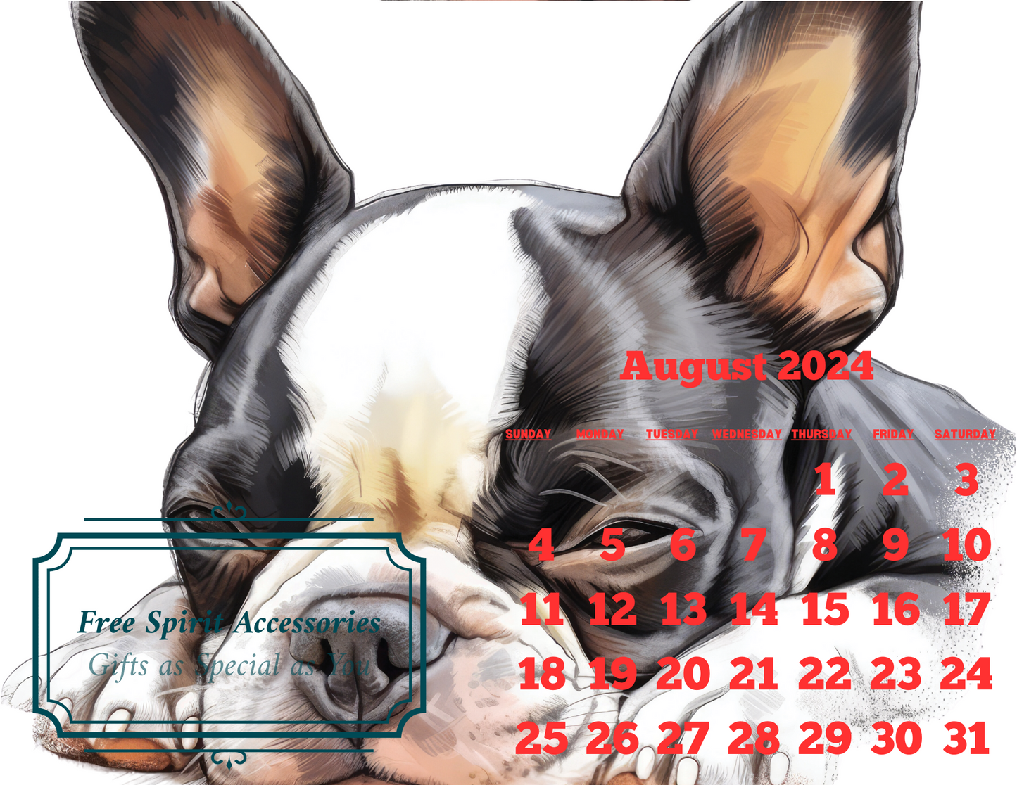  Digital Sleeping Dogs 2024 Calendar by Free Spirit Accessories sold by Free Spirit Accessories