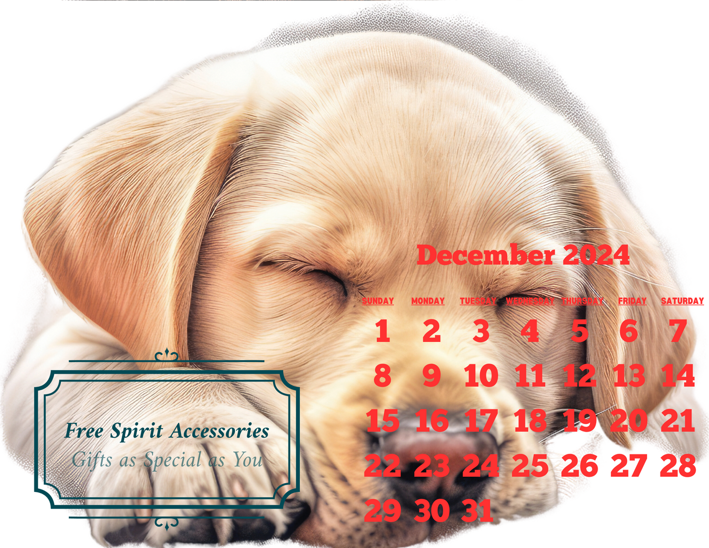  Digital Sleeping Dogs 2024 Calendar by Free Spirit Accessories sold by Free Spirit Accessories