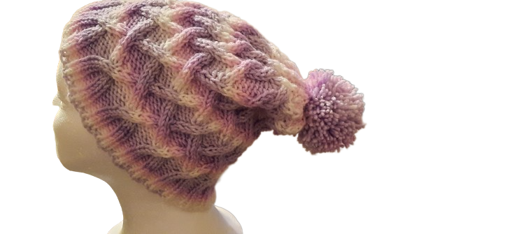 Handmade Pink and Purple Cabled Hat by Free Spirit Accessories sold by Free Spirit Accessories
