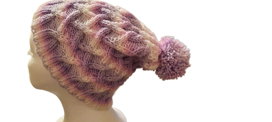  Handmade Pink and Purple Cabled Hat by Free Spirit Accessories sold by Free Spirit Accessories