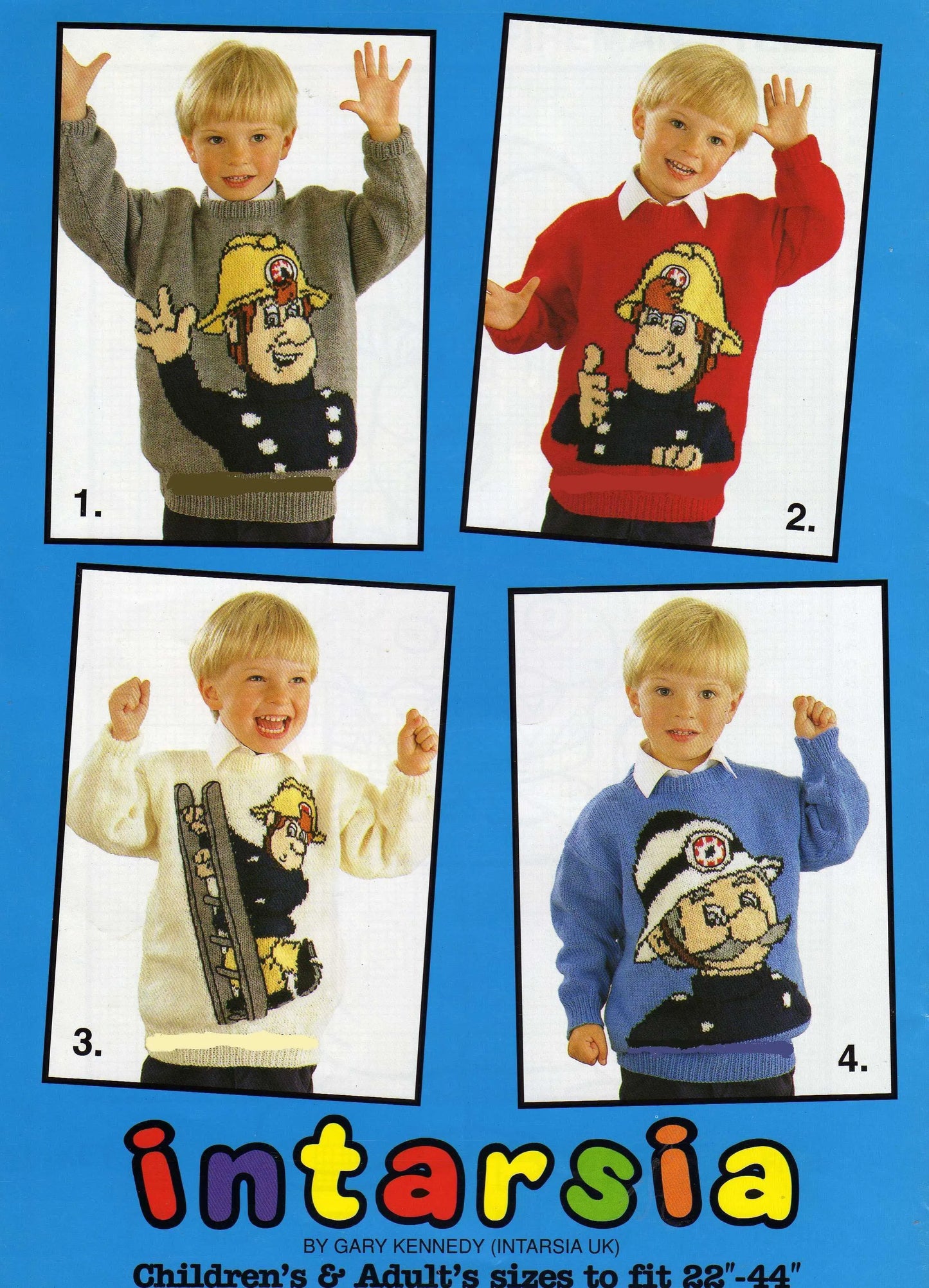  Fireman Sam Jumper Knitting Pattern by Cross Stitch Chart Heaven sold by Free Spirit Accessories