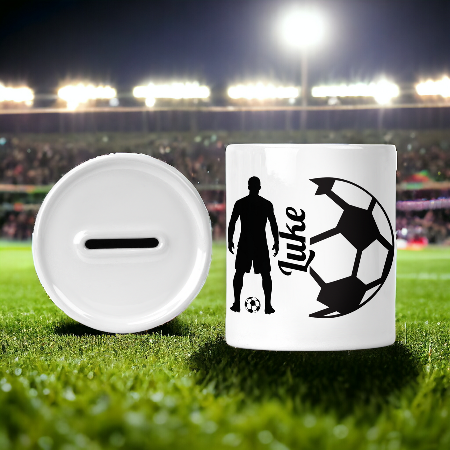 Personalised Footballer Money Box by Free Spirit Accessories sold by Free Spirit Accessories