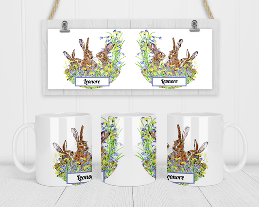  Personalised Easter Hares Coffee Mug by Free Spirit Accessories sold by Free Spirit Accessories