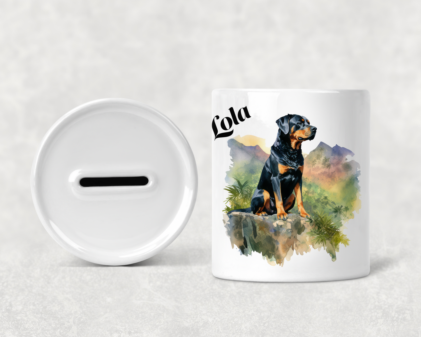 Personalised Rottweiller Dog Money Box by Free Spirit Accessories sold by Free Spirit Accessories