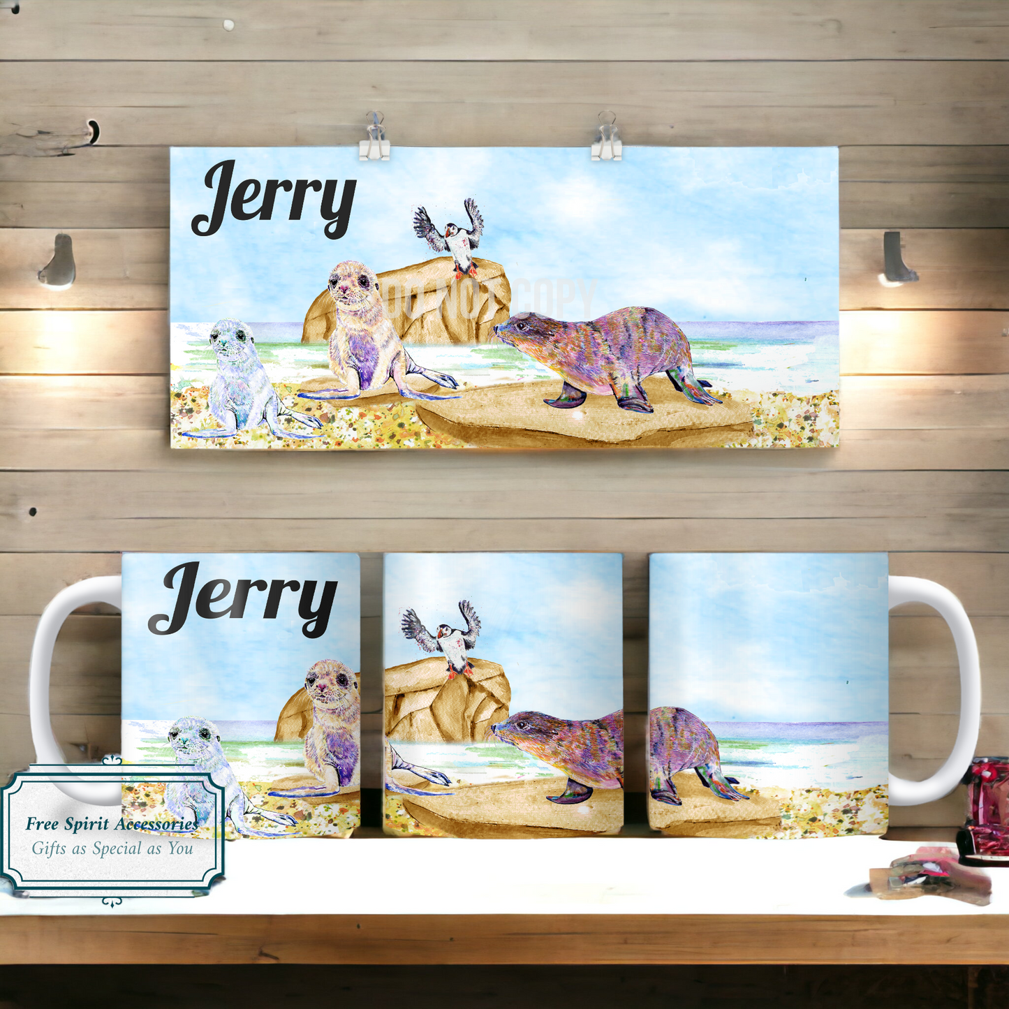 Personalised Seals and Sea Lions Mug by Free Spirit Accessories sold by Free Spirit Accessories