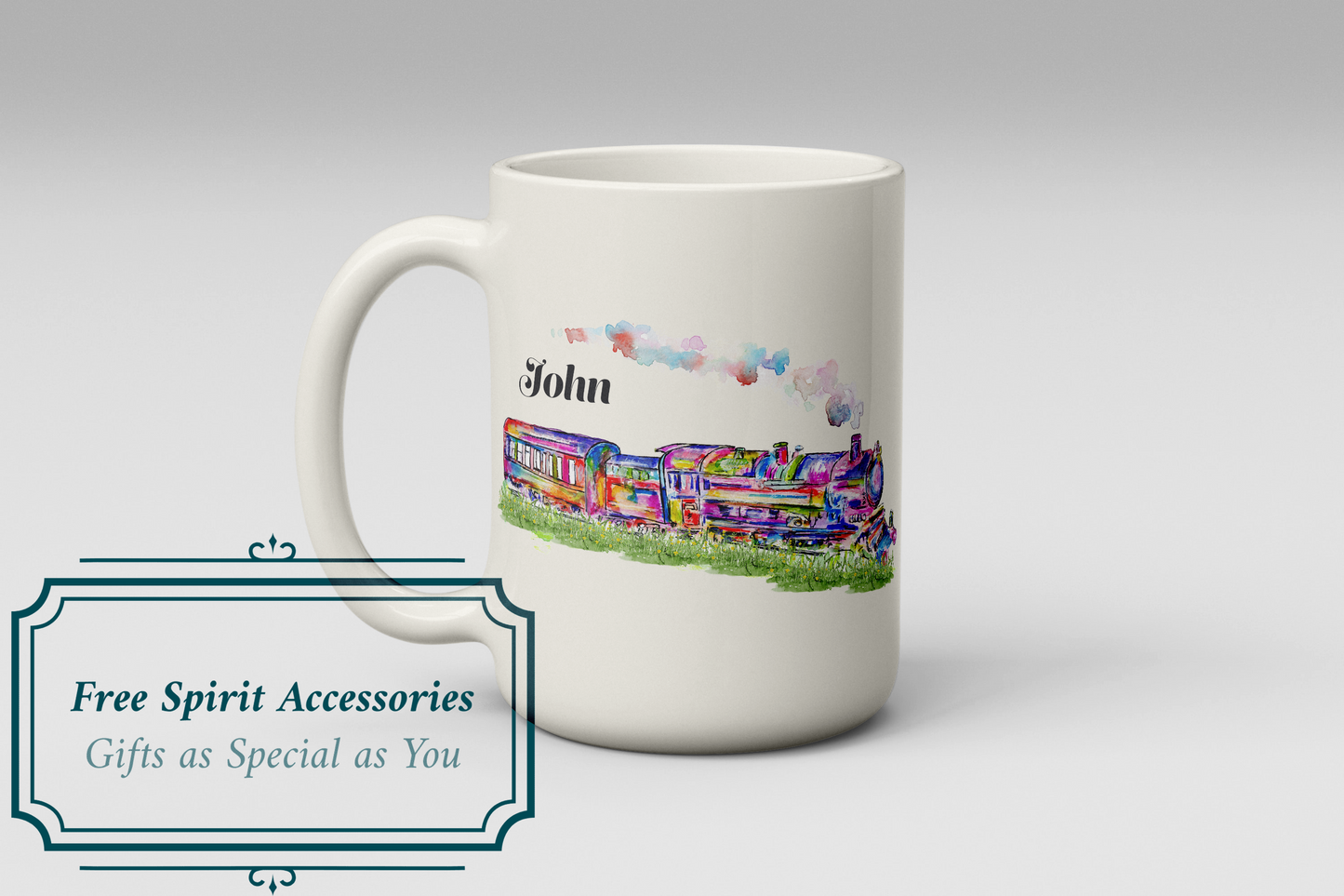 Personalised Steam Train Mug by Free Spirit Accessories sold by Free Spirit Accessories