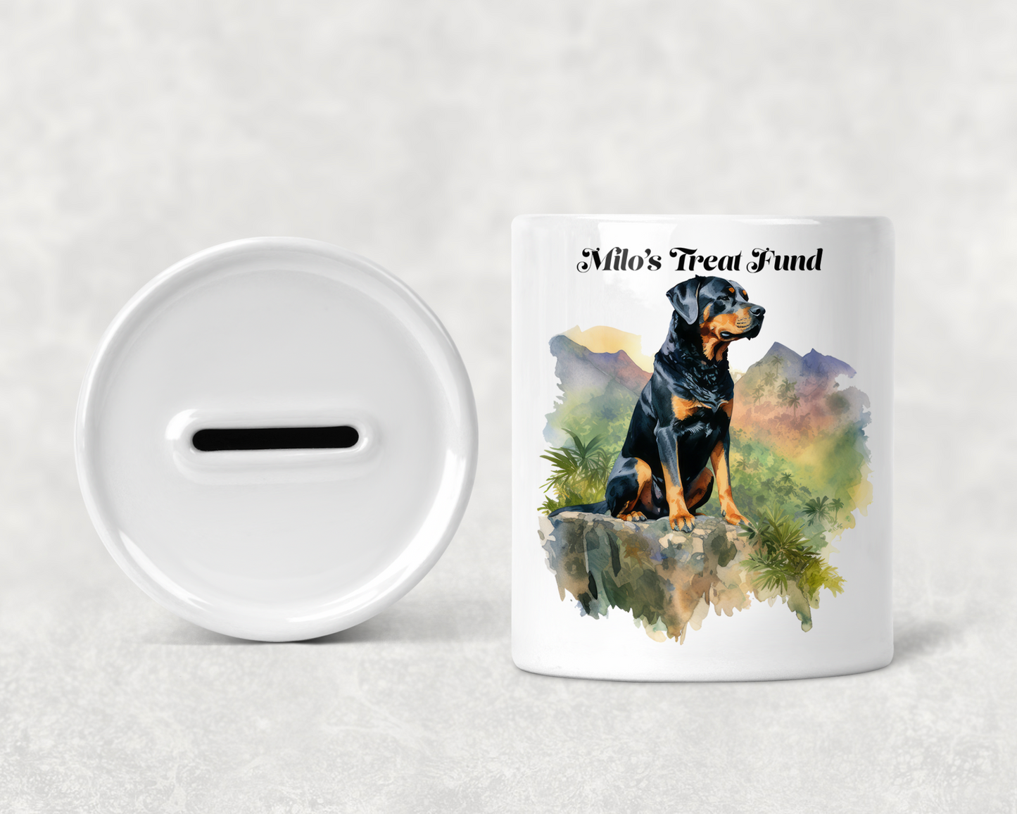Personalised Rottweiller Dog Money Box by Free Spirit Accessories sold by Free Spirit Accessories