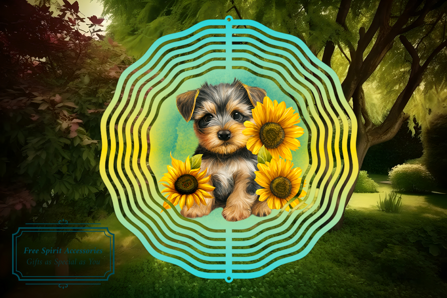 Gorgeous Puppies Wind Spinner choice of designs by Free Spirit Accessories sold by Free Spirit Accessories