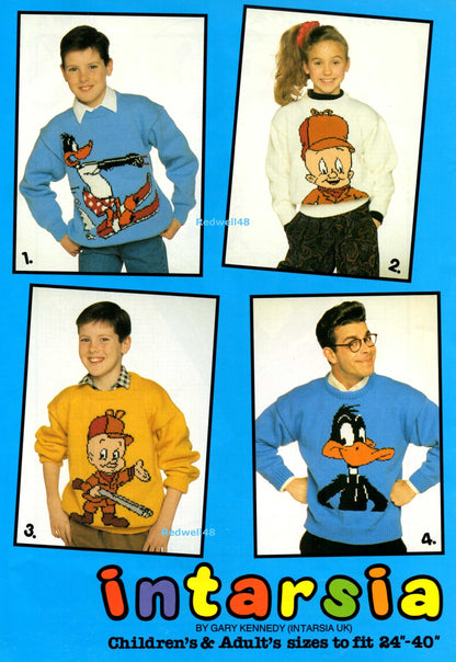  Daffy Duck and Friends Jumper Knitting Pattern by Cross Stitch Chart Heaven sold by Free Spirit Accessories