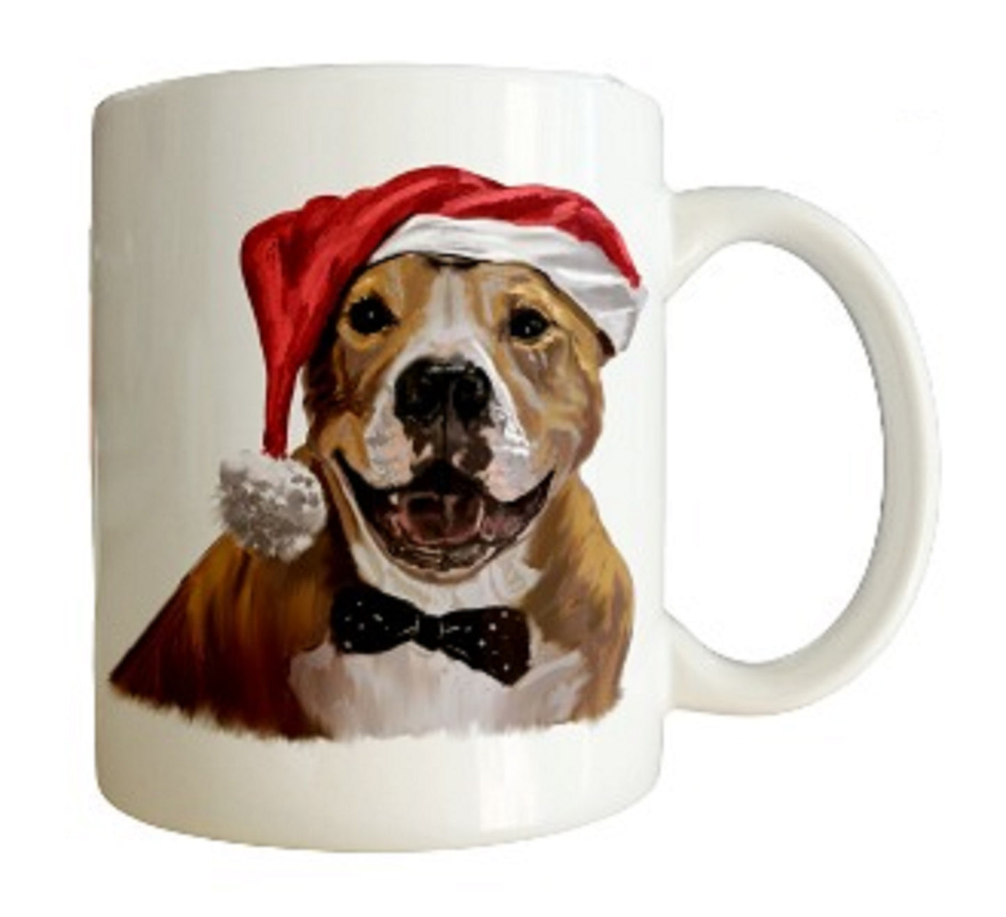  Christmas Staffie With Santa Hat Mug by Free Spirit Accessories sold by Free Spirit Accessories