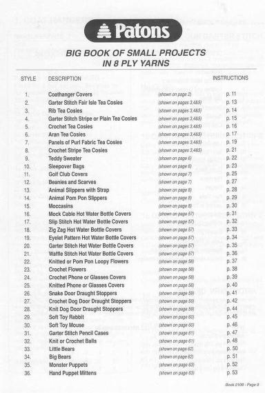 Knitting Pattern Booklet for Small Knitting Projects like Tea Cosies, Hats and Scarves by Cross Stitch Chart Heaven sold by Free Spirit Accessories