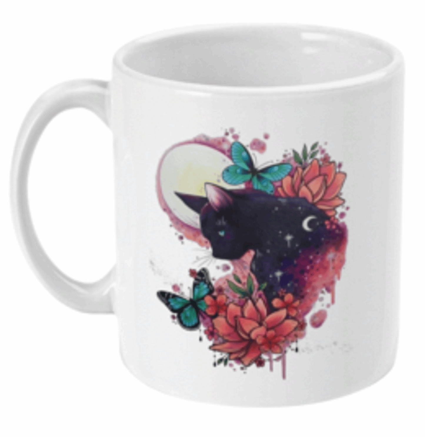 Cat and Butterfly Coffee or Tea Mug by Free Spirit Accessories sold by Free Spirit Accessories