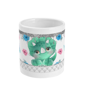 Cute Dinosaur with Flowers and Butterflies Mug by Free Spirit Accessories sold by Free Spirit Accessories