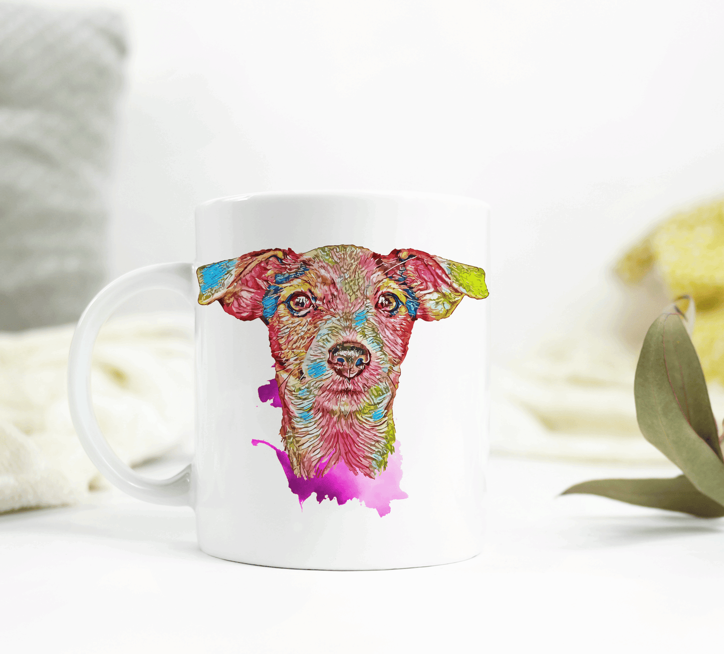 Colourful Jack Russel Dog Head Mug by Free Spirit Accessories sold by Free Spirit Accessories