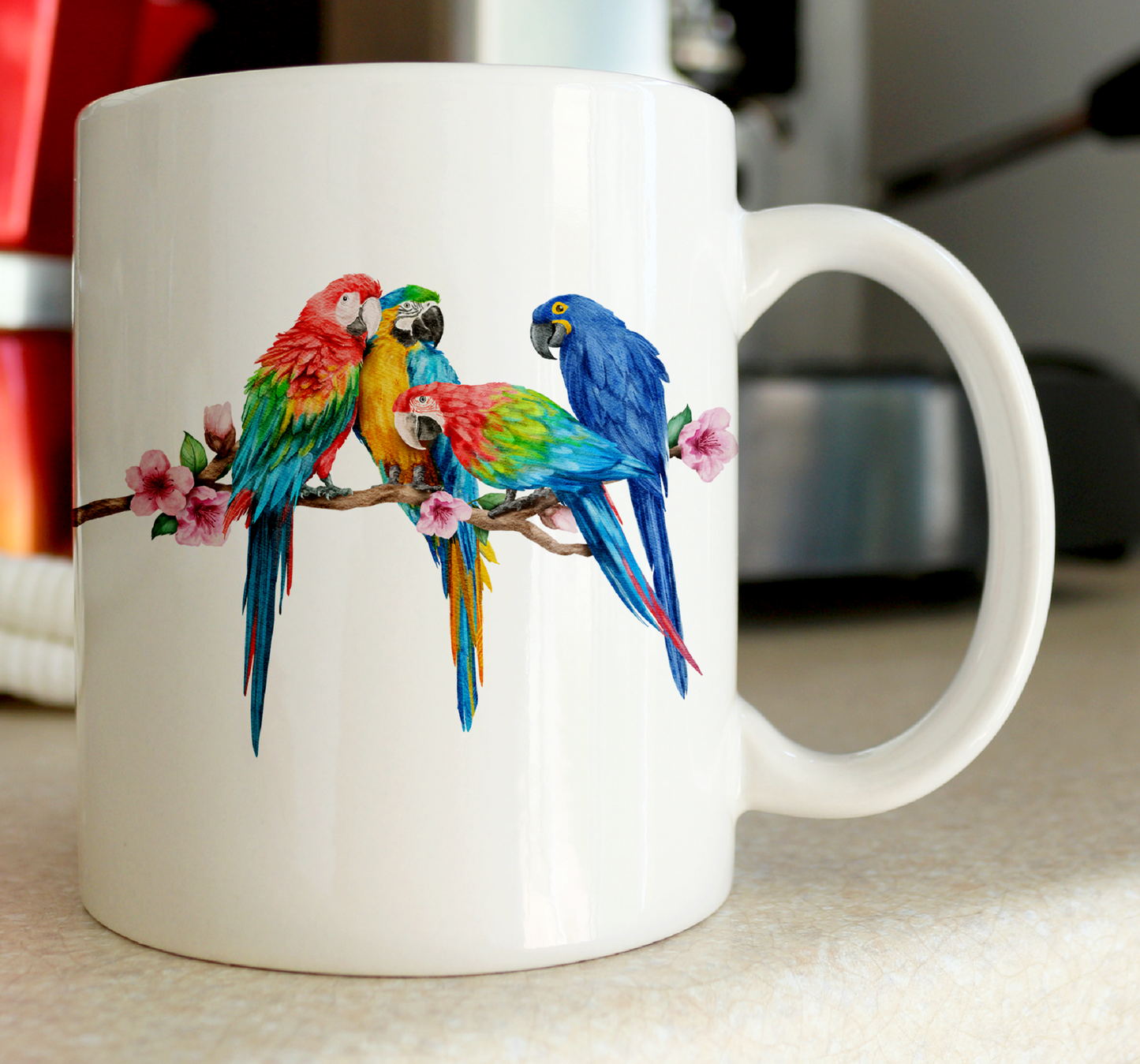 Beautiful Four Parrots Coffee Mug by Free Spirit Accessories sold by Free Spirit Accessories
