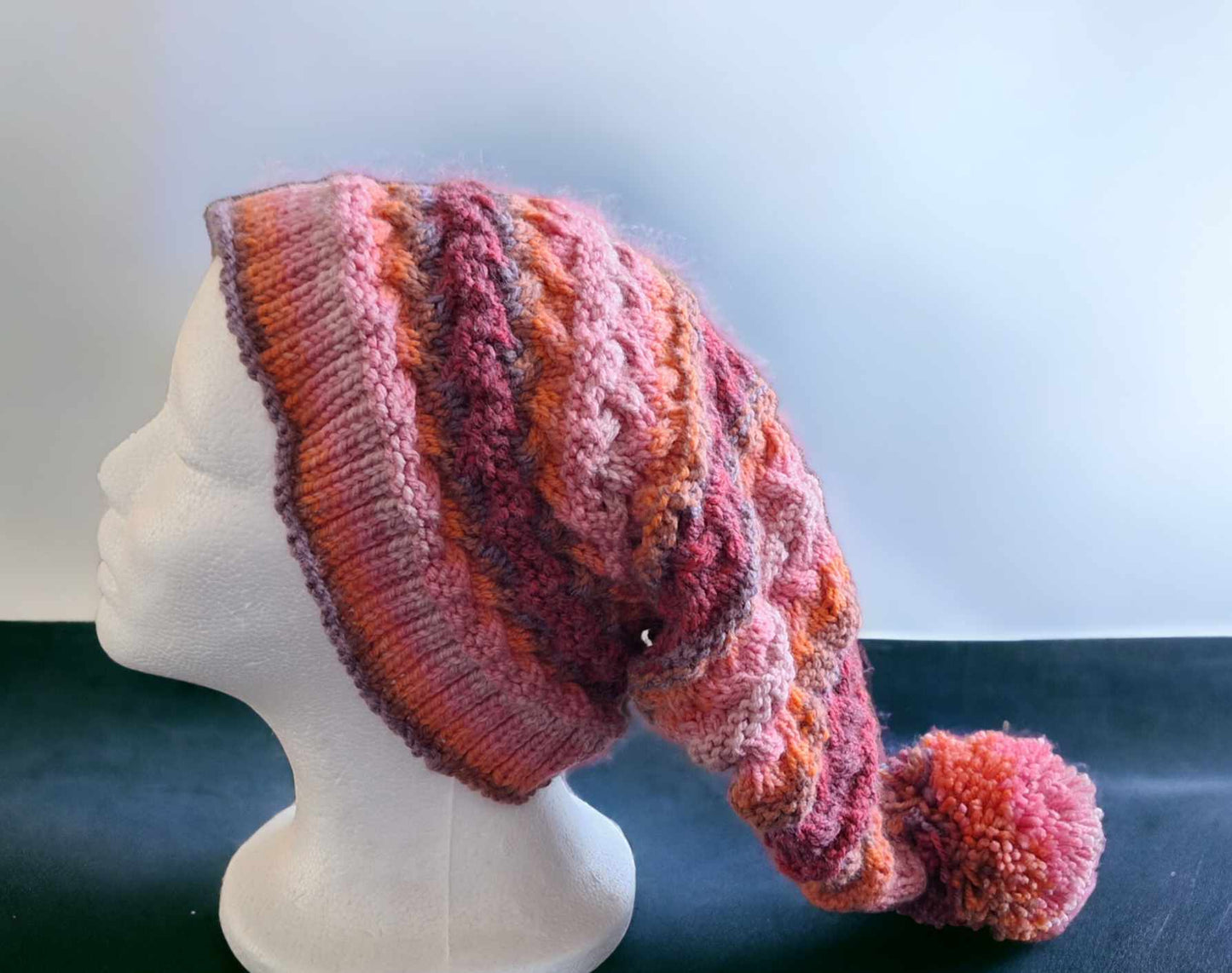  Hand Knitted Orange, Pink and Purple Pixie Hat by Free Spirit Accessories sold by Free Spirit Accessories