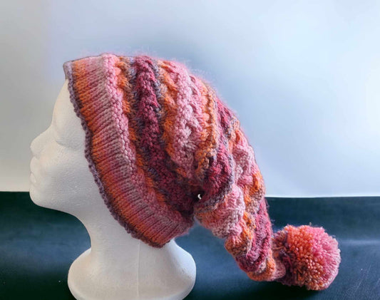  Hand Knitted Orange, Pink and Purple Pixie Hat by Free Spirit Accessories sold by Free Spirit Accessories