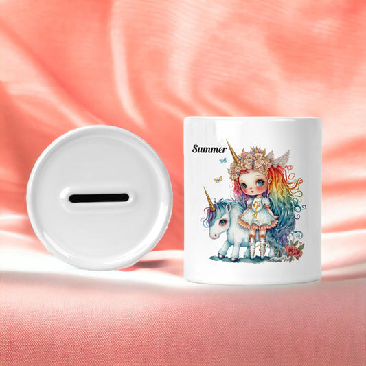  Personalised Fairy and Unicorn Money Box by Free Spirit Accessories sold by Free Spirit Accessories