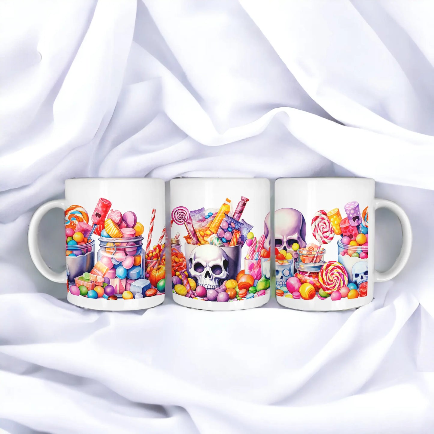  Halloween Candy Delight - Colourful Skull Sweets 11oz/15oz Mug - Perfect Halloween Gift with Free Shipping by Free Spirit Accessories sold by Free Spirit Accessories