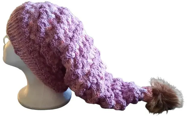  Pink Mottled Hand Knitted Aran Pixie Hat by Free Spirit Accessories sold by Free Spirit Accessories