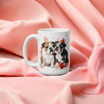  Colourful Bulldogs in Love Mug - Free Shipping, Available in two sizes by Free Spirit Accessories sold by Free Spirit Accessories