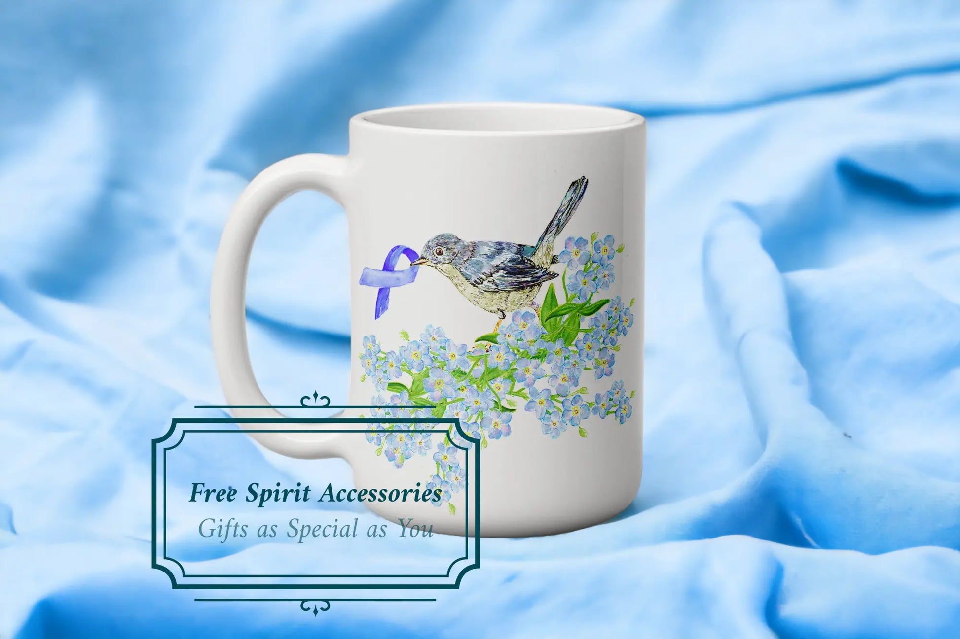  Alzheimer's Forget Me Knot Bird Mug by Free Spirit Accessories sold by Free Spirit Accessories