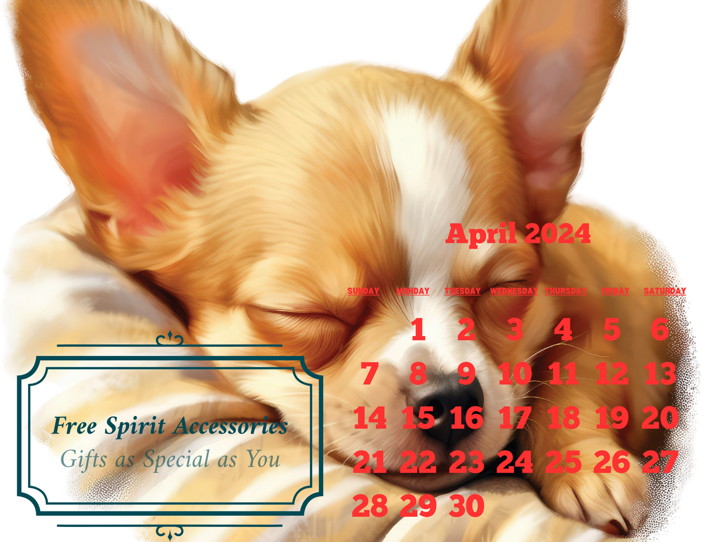  Digital Sleeping Dogs 2024 Calendar by Free Spirit Accessories sold by Free Spirit Accessories