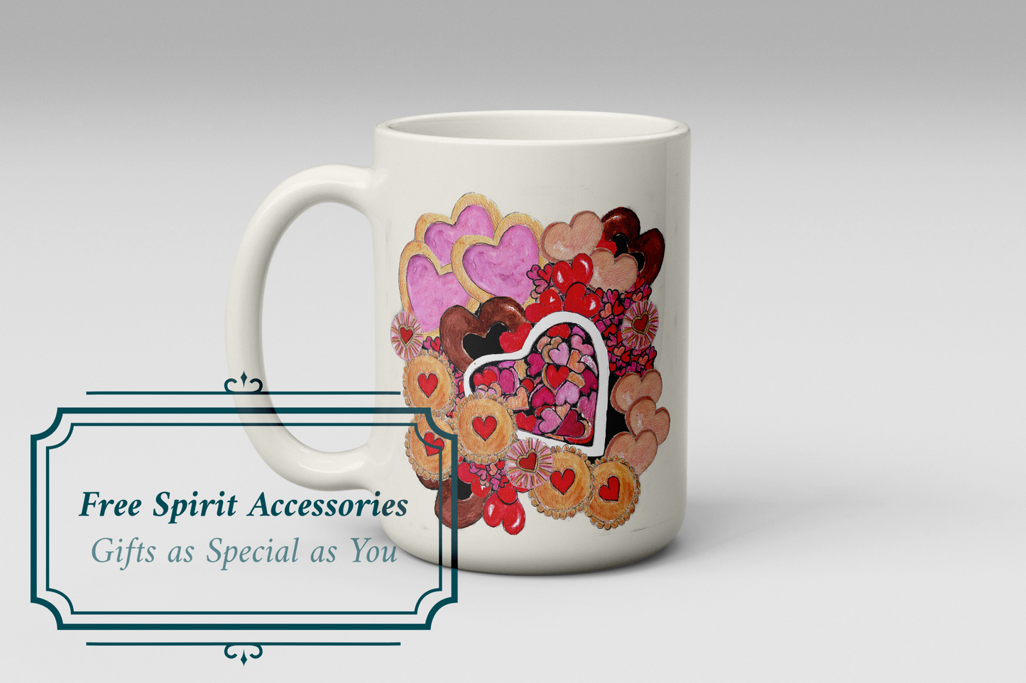  Biscuits and Hearts Coffee Mug by Free Spirit Accessories sold by Free Spirit Accessories