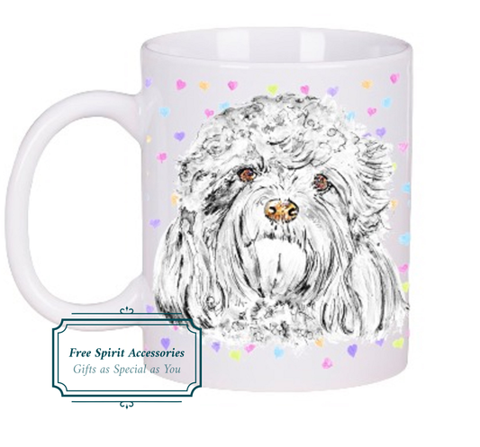  Cavapoo Dog With Hearts Background Mug by Free Spirit Accessories sold by Free Spirit Accessories
