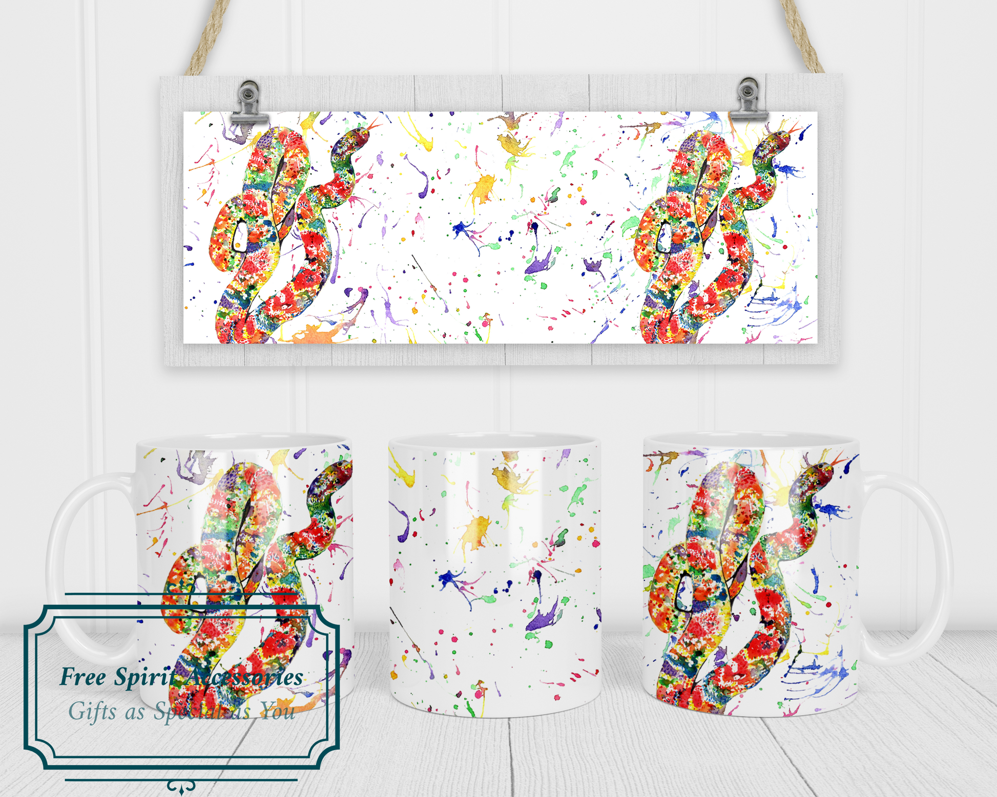  Rainbow Splashed Corn Snake Mug by Free Spirit Accessories sold by Free Spirit Accessories