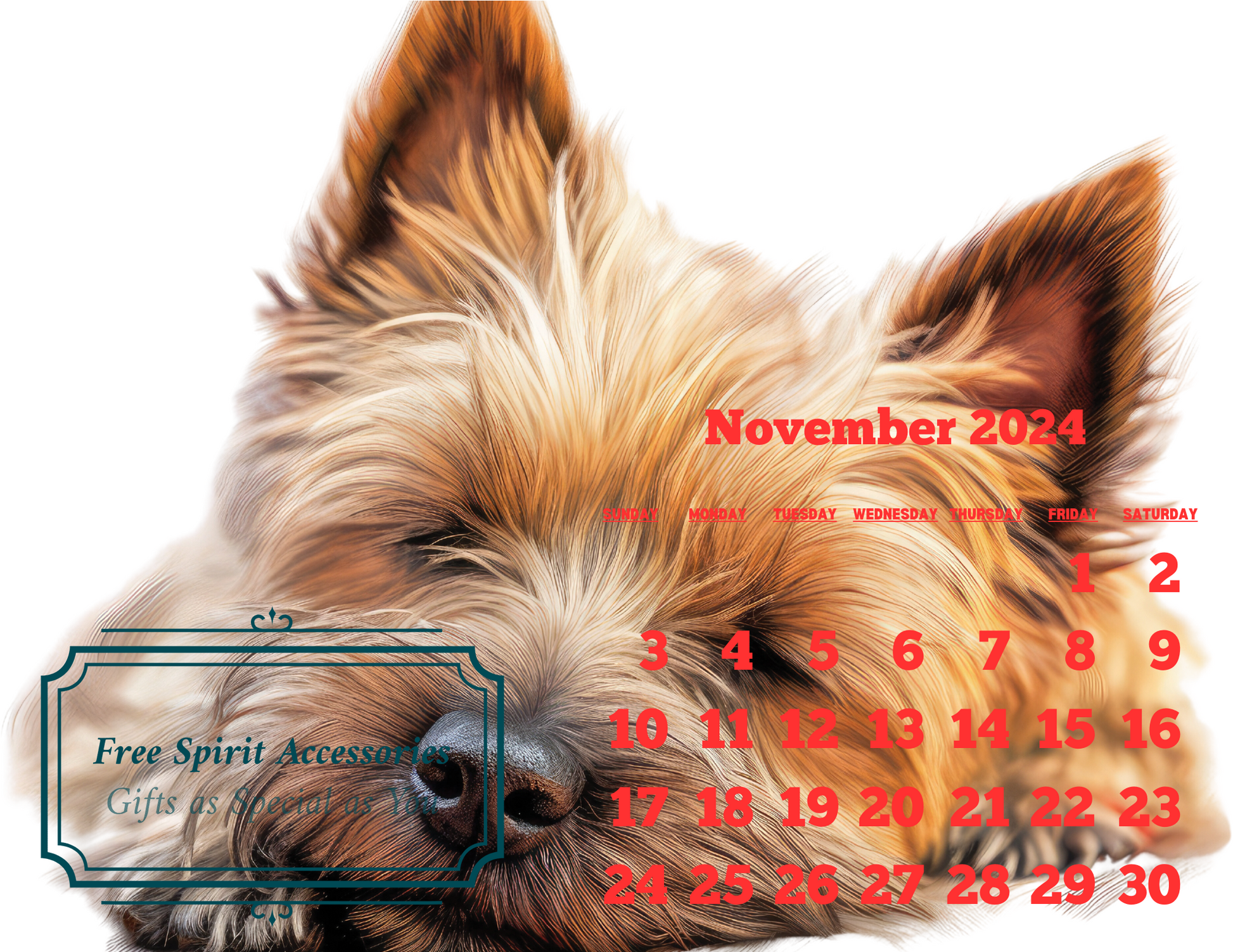  Digital Sleeping Dogs 2024 Calendar by Free Spirit Accessories sold by Free Spirit Accessories