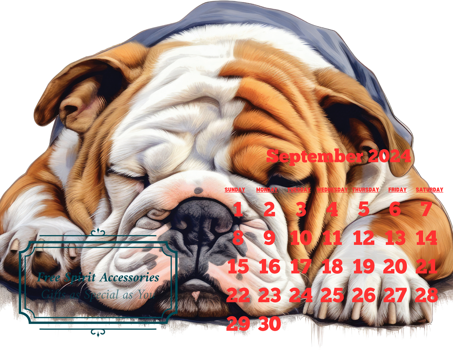  Digital Sleeping Dogs 2024 Calendar by Free Spirit Accessories sold by Free Spirit Accessories