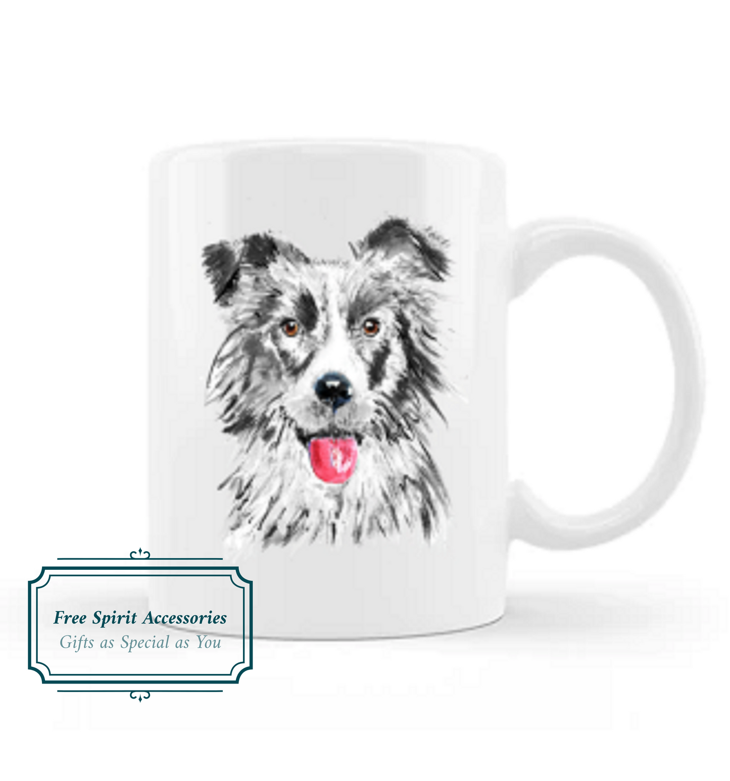  Hint of Colour Border Collie Dog Coffee Mug by Free Spirit Accessories sold by Free Spirit Accessories
