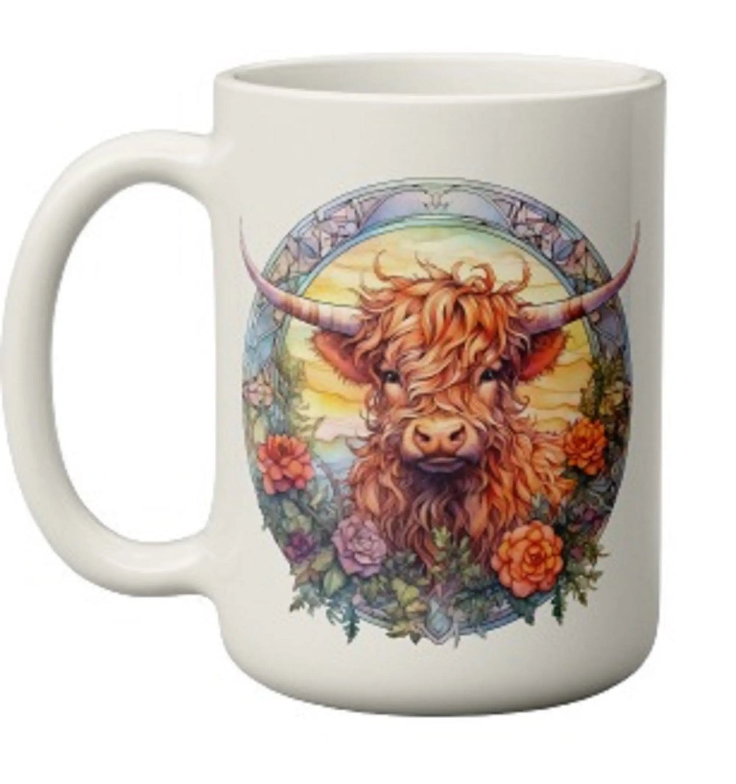  Highland Cow Stained Window Coffee Mug by Free Spirit Accessories sold by Free Spirit Accessories