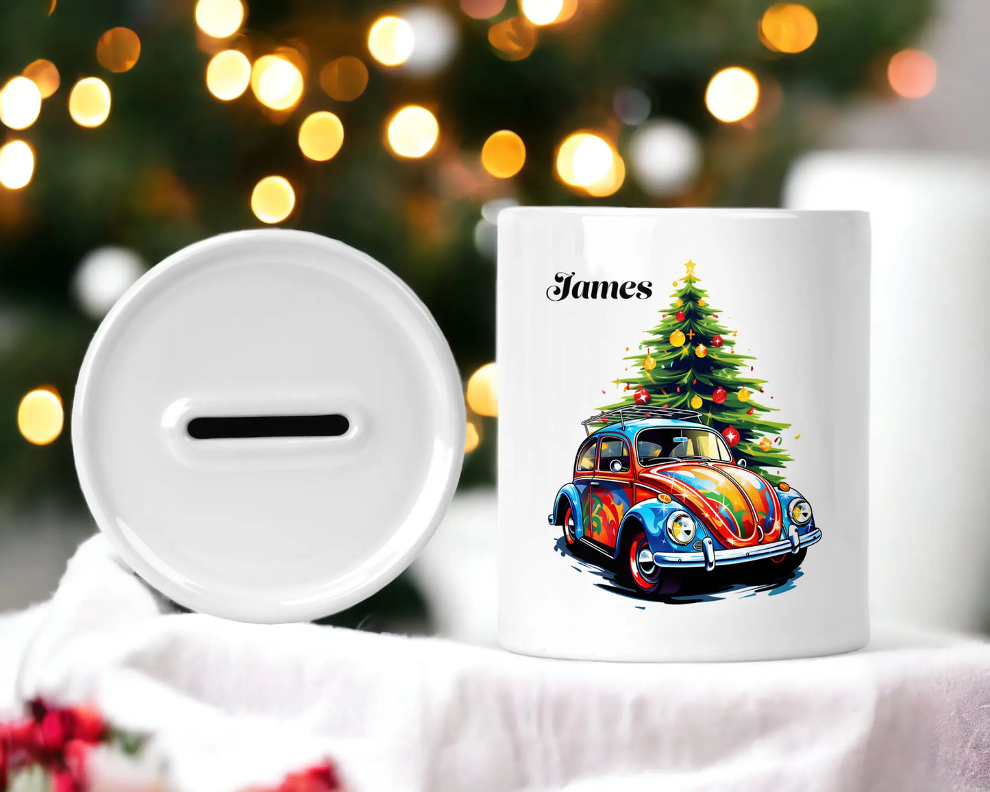  Personalised Christmas Tree & Vintage Beetle Money Box - Free Shipping by Free Spirit Accessories sold by Free Spirit Accessories