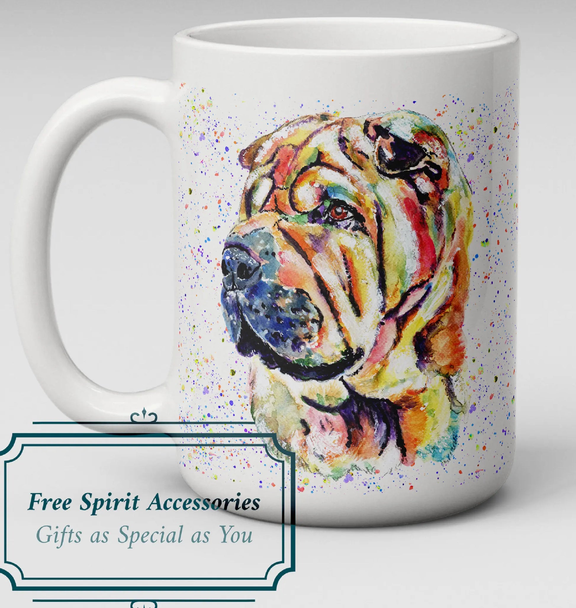  Rainbow Sharpei Dog Mug by Free Spirit Accessories sold by Free Spirit Accessories