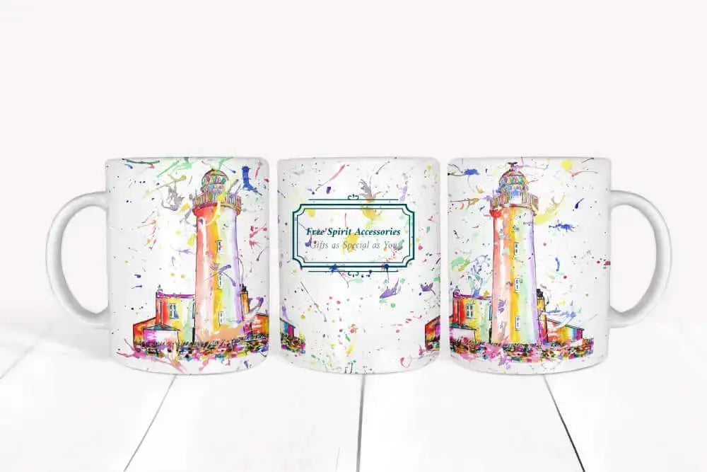Coastal Serenity: Colorful Lighthouse Mug 11Oz Mugs
