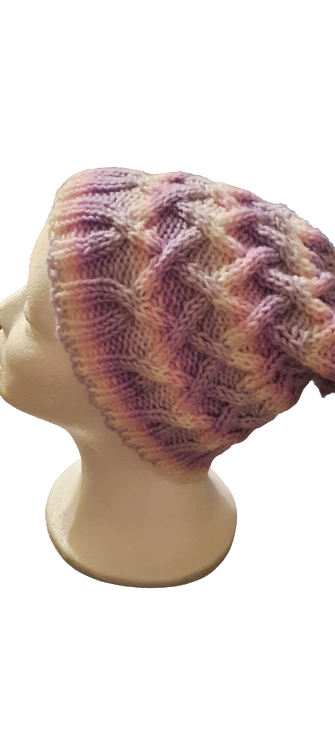  Handmade Pink and Purple Cabled Hat by Free Spirit Accessories sold by Free Spirit Accessories
