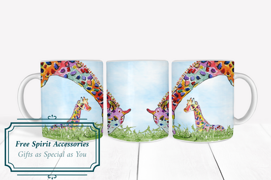  Rainbow Giraffe Family Coffee Mug by Free Spirit Accessories sold by Free Spirit Accessories