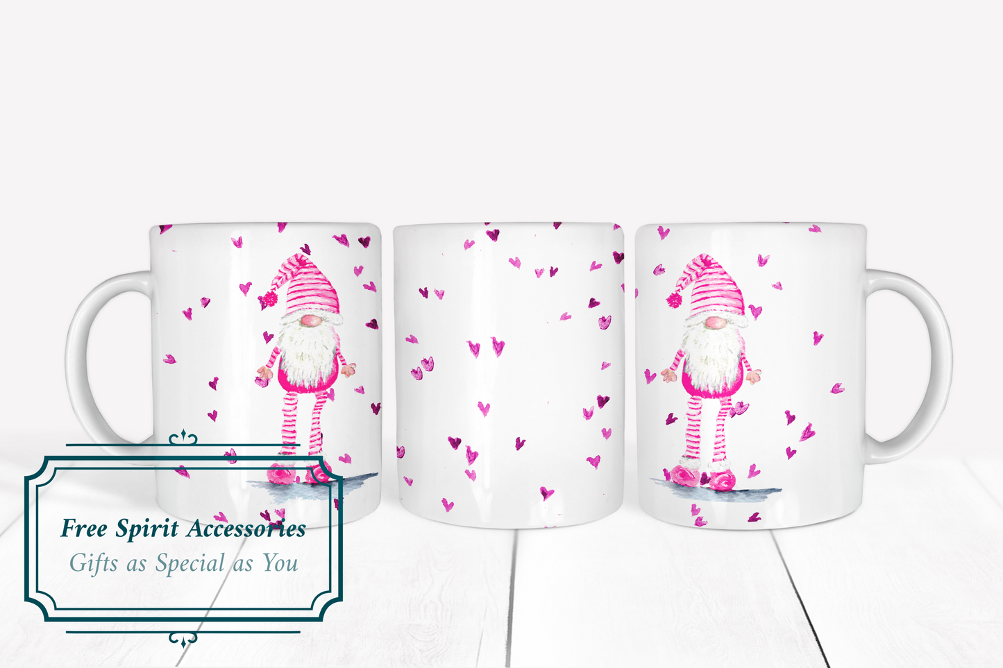  Pink Gonk and Hearts Mug by Free Spirit Accessories sold by Free Spirit Accessories