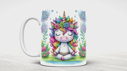 Colourful Meditating Unicorn Mug