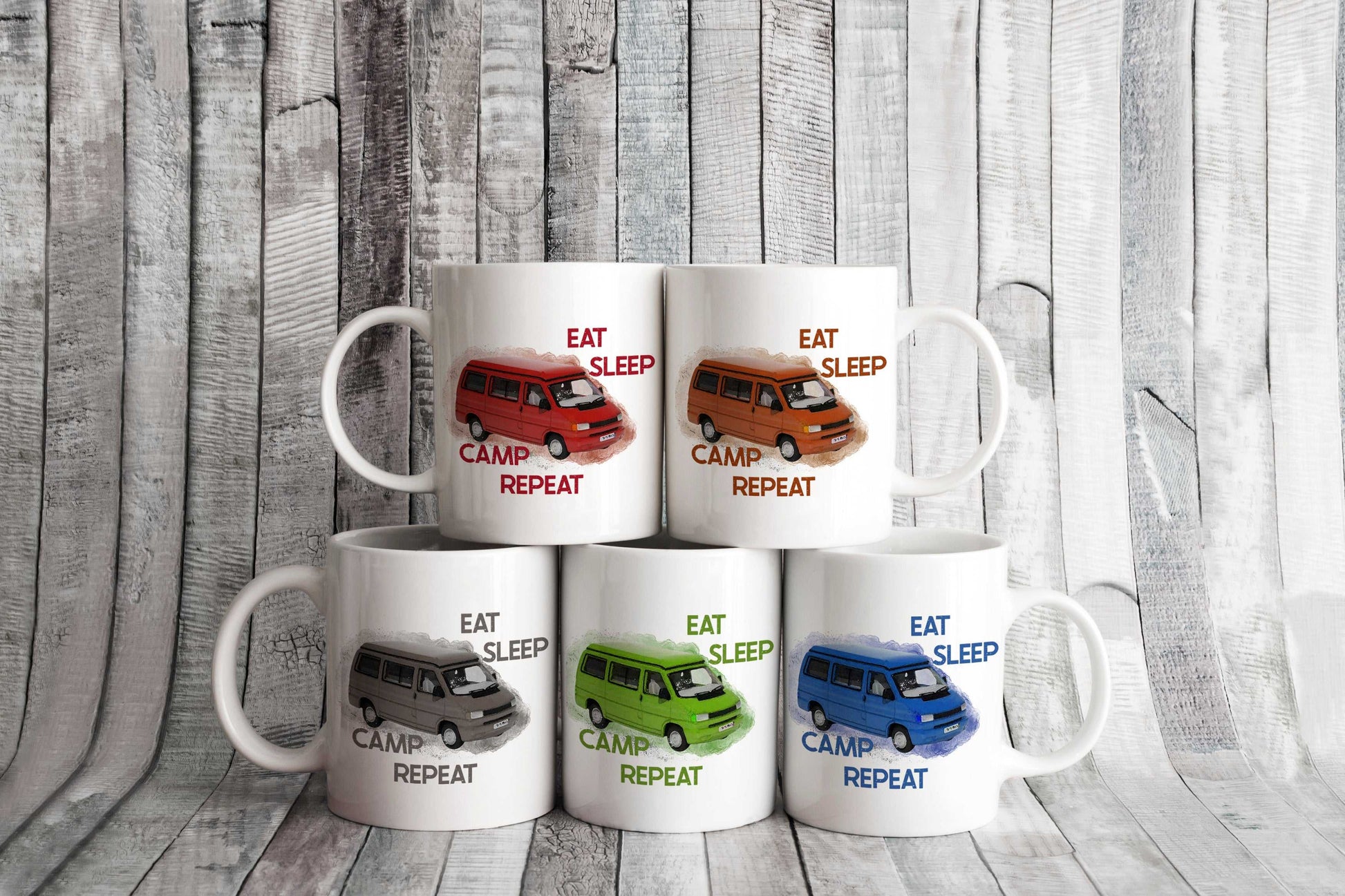  T4 Camper Eat Sleep Camp Repeat Mug by Free Spirit Accessories sold by Free Spirit Accessories