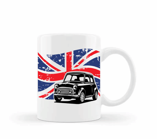  Vintage Mini Car and Union Jack Flag Mug by Free Spirit Accessories sold by Free Spirit Accessories