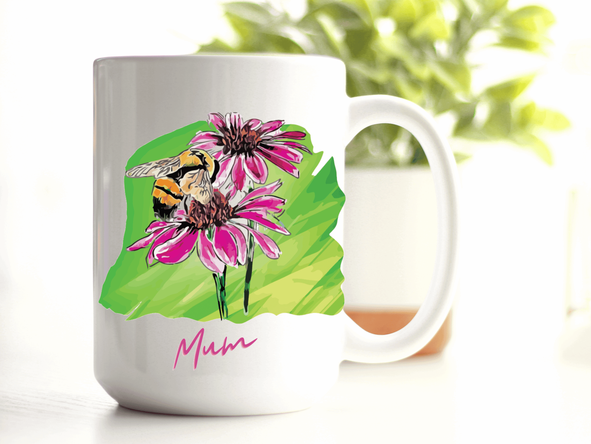  Beautiful Bee and Flower with Name Mug by Free Spirit Accessories sold by Free Spirit Accessories