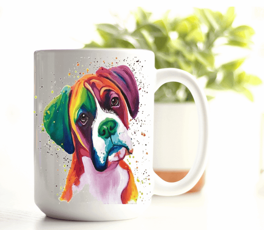  Rainbow Splashed Boxer Dog Mug by Free Spirit Accessories sold by Free Spirit Accessories