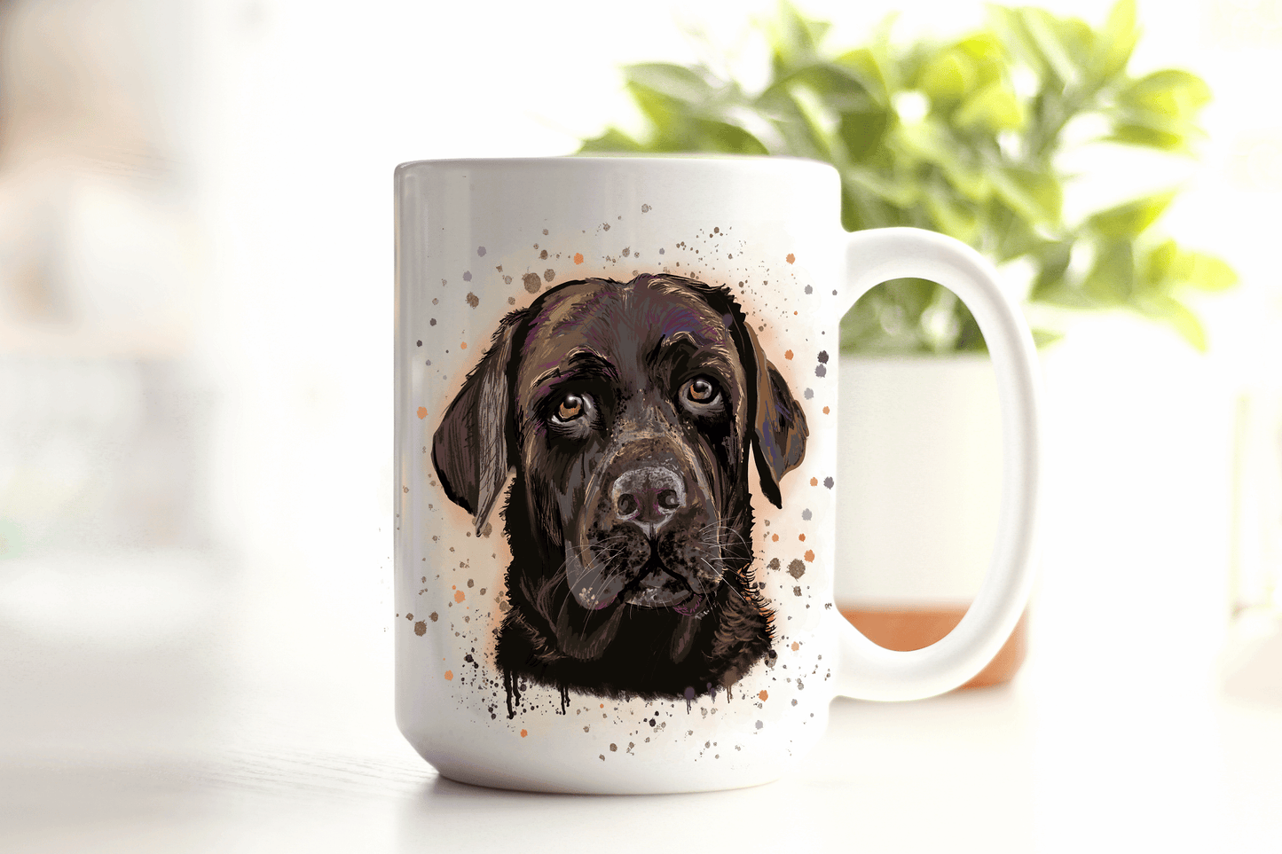  Chocolate Labrador Dog and Splashes Mug by Free Spirit Accessories sold by Free Spirit Accessories