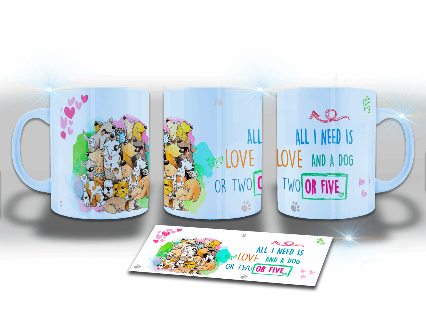  Love and a Dog or Five Mug by Free Spirit Accessories sold by Free Spirit Accessories