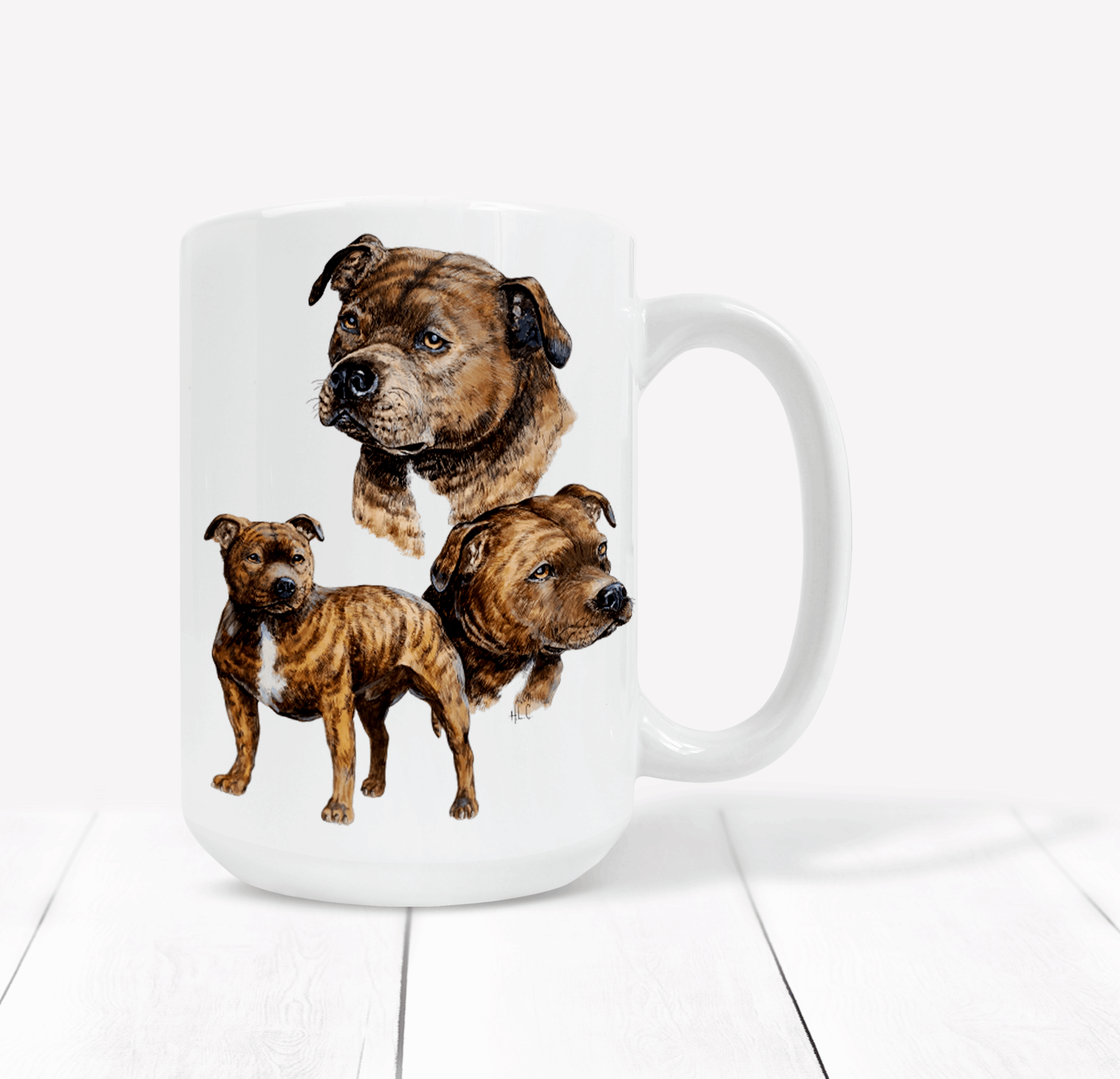  Trio of Brindle Staffordshire Bull Terriers Mugs by Free Spirit Accessories sold by Free Spirit Accessories