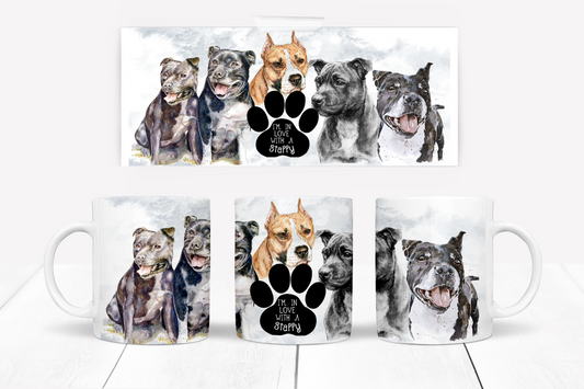  Staffordshire Bull Terriers Wrap Mug by Free Spirit Accessories sold by Free Spirit Accessories